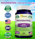 Natural Resveratrol Supplement – 1000mg – 180 Capsules