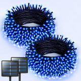 JMEXSUSS 2 Pack Blue Solar Christmas Lights, Total 400 LED 151FT Solar String Lights Outdoor Waterproof, 8 Modes Blue Christmas Lights for Outside Garden Party Patio Christmas Tree Decorations