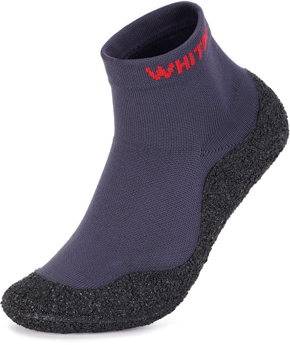 WHITIN Grip Sock Shoes for Women Mesh Lightweight House Hospital Elderly Size 10 Sticky Tennis Yoga with Rubber Soles Grippers on Bottom for Ladies Grey