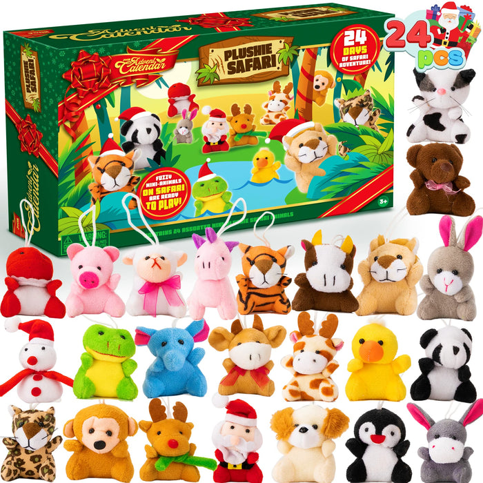 JOYIN Christmas Advent Calendar 2023 with Mini Animal Plush,24 Days Countdown Advent Calendar with 24 Different Stuffed Animals Toys For Girls, Kids Party Favors, Classroom Prizes, Xmas Gift