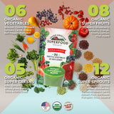 Grown American Superfood - 31 Organic Whole Fruits and Vegetables Concentrated Green Powder Increase Energy and Performance - 100% Certified Organic and Vegan Non-GMO (28 Servings, 1 Bag)