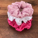 Celestial Silk Mulberry Silk Scrunchies for Hair (Hot Pink, Soft Pink, White)