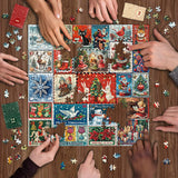 Advent Calendar 2024 Christmas Puzzles for Adults 1000 Pieces, Countdown Calendar Christmas Stamp Puzzle, 24 Days of Christmas Advent Calendar Vintage Holiday Jigsaw Puzzles