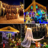 Christmas Lights Outdoor, 33ft 400 LED Warm White Icicle Lights for Outside House, Plug in Connectable Twinkle Tree Lights 8 Modes Timer Waterproof for Patio Window Party Indoor Holiday Decorations