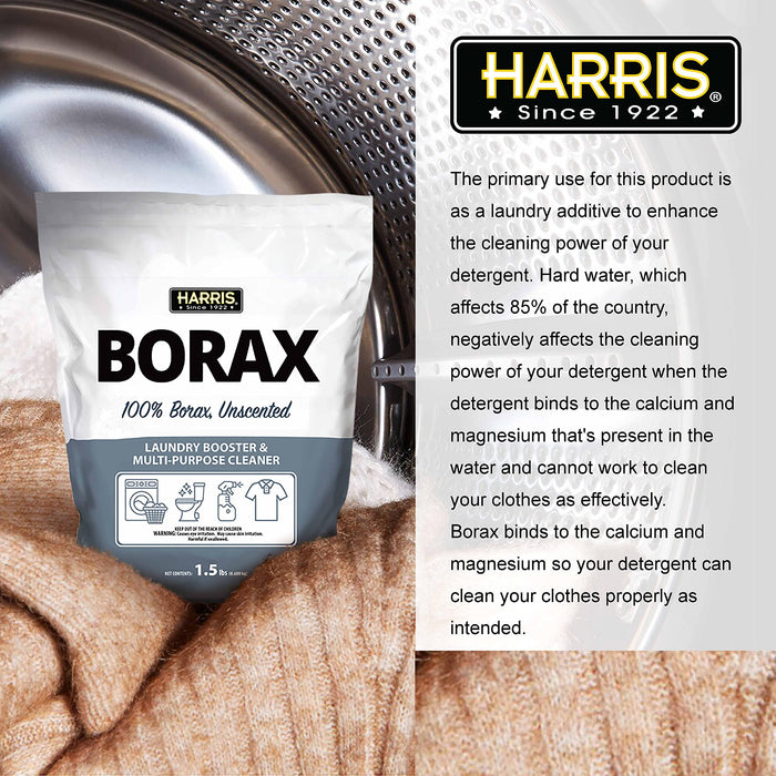 Harris Borax Powder Laundry Booster and Multipurpose Cleaner, 1.5lb (Unscented)