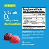 Vitamin D3 Gummies for Adults & Teens - 5,000 IU, 125mcg, Ultra Strength - Joint & Muscle Health, Immune Boost - Chewable Vitamin D Gummies - Vegetarian, Gelatin Free - Tasty Berry Flavored Gummy