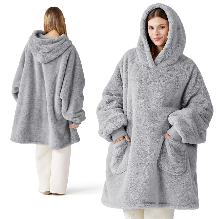 Bedsure Soft Wearable Blanket Hoodies for Women, Grey, Standard