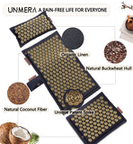 UNMERA Acupressure Mat and Pillow Set,Natural Premium Linen & Coconut Fiber Filling,FSA/HSA Eligible,for Back/Neck Pain Relief, Sciatic, Headache and Muscle Relaxation, Comes with Carrying Bag