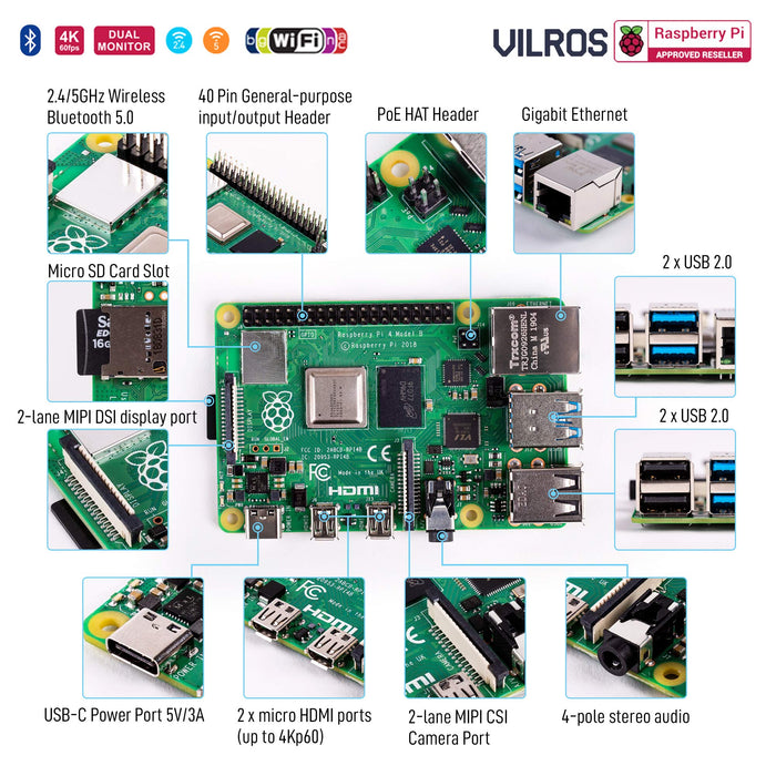 Vilros Raspberry Pi 4 8GB Retro Gaming Kit with SNES Style Controllers and NES Style Case