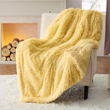 Bedsure Soft Yellow Throw Blanket for Couch, Fluffy Fuzzy Blankets & Throws for Bed, Sofa, Cozy Plush Sherpa Fleece Faux Fur Blanket, Thick Warm Christmas Blanket Gifts for Women, Men, 50x60