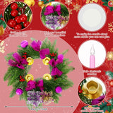 Lyrow 5 Pcs Christmas Ribbon Advent Wreath Set, 15.7 Inches Traditional Purple Ribbon Christmas Advent Wreath with 4 Pcs Xmas Candles Decorations for Advent Calendar Season Candle Holder Centerpiece