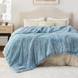 Bedsure Soft Blue King Size Blanket for Bed, Fluffy Fuzzy Large King Blanket for Winter, Cozy Plush Sherpa Fleece Faux Fur Blanket, Thick Warm Christmas Blanket Gifts for Women, Men, 108x90