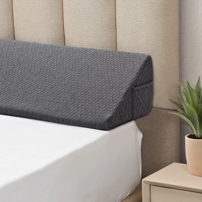 REOKA Bed Gap Filler | Wedge Pillow Headboard (King Sized) Bed Wedge Pillow for Headboard | Memory Foam Pillow Wedge for Headboard Gap, Posture Bolster Pillow for Bed, 6" Gap Filler for Bed (Gray)