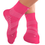 TechWare Pro Ankle Compression Socks - Plantar Fasciitis Sock & Foot Support (M, Pink/White)