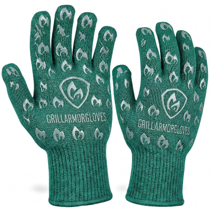 Grill Armor Oven Gloves with Fingers – 932°F Heat, Fire & Cut Resistant Mitts for BBQ, Grill, Cooking, Grilling, Baking, Smoker & Fire Pit