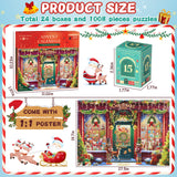 Alagoo Advent Calendar 2024 Jigsaw Puzzles - Christmas Shop Advent Calendar Puzzle, 1008 Pieces 24 Days Countdown to Christmas Gifts, Christmas Decor Family Gifts Christmas Puzzles for Kids Adult