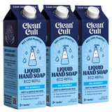 Cleancult Liquid Hand Soap Refills (32oz, 3 Pack) - Hand Soap that Nourishes & Moisturizes - Liquid Soap Free of Harsh Chemicals - Paper Based Eco Refill, Uses 90% Less Plastic - Sea Minerals