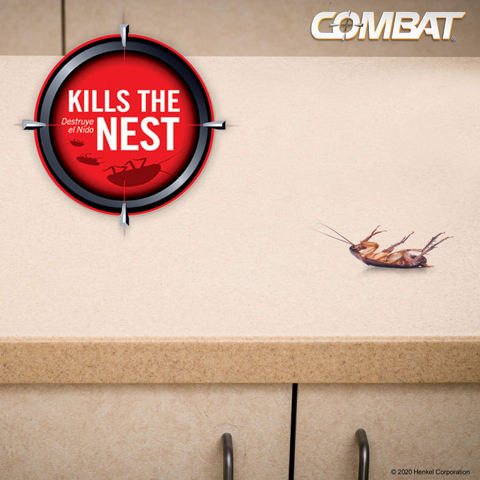 COMBAT Roach Killing Bait, Roach Bait Station For Large Roaches, Kills The Nest, Child-Resistant, 8 Count, Insects