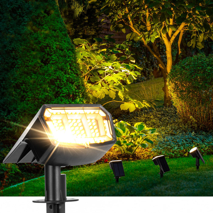 AUDERWIN Solar spotlights Outdoor 63 LED 3 Lighting Modes, IP65 Waterproof Lighten Yard Garden House Garage Pathway for Christmas Decorations-6 Pack