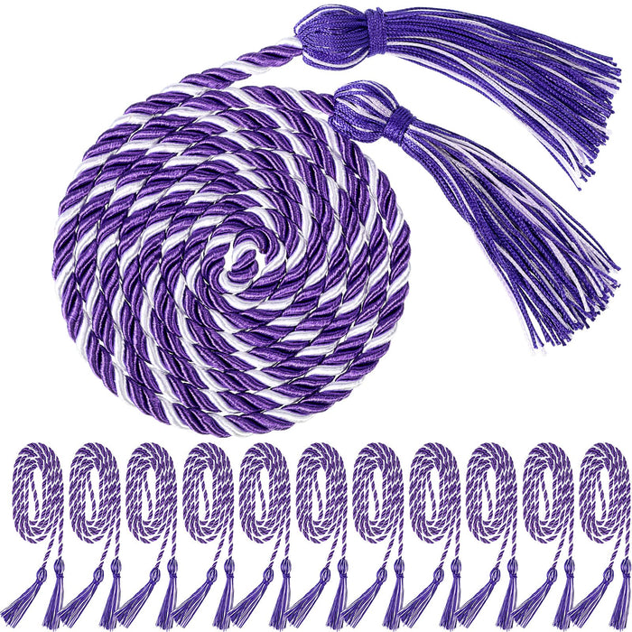 WILLBOND 12pcs Graduation Rope Honor Cord Tassel Set, Graduation Accessories for Ceremony, Graduate Students Souvenir and Gift (Purple, White)