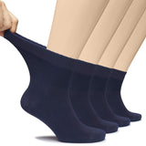 Hugh Ugoli Diabetic Socks for Men, Loose Ankle Socks Bamboo, Extra-Wide, Thin, Seamless Toe and Non-Binding Top, 4 Pairs, Navy Blue, Shoe Size: 8-11