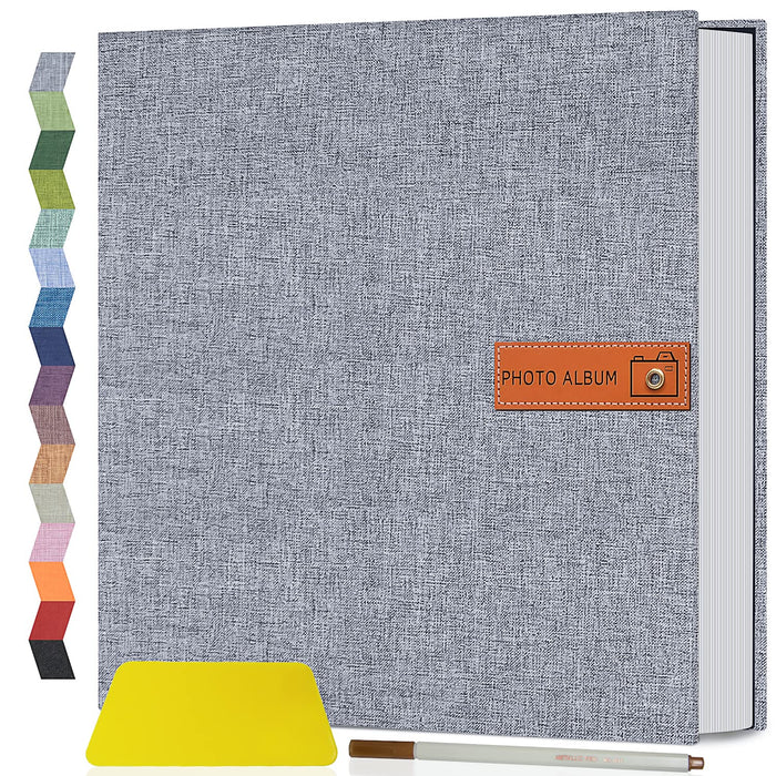 Popotop Large Photo Album Self Adhesive 4x6 5x7 8x10 Scrapbook Album DIY Picture Book,Gifts for Mom,Family Baby and Wedding,with Metal Pen and Plastic Board