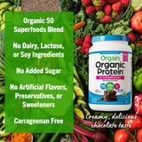 Orgain Organic Vegan Protein + 50 Superfoods Powder, Creamy Chocolate Fudge - 21g Plant Based Protein, 10g Prebiotic Fiber, No Lactose Ingredients, Gluten Free, Non-GMO, 2.02 lb (Packaging May Vary)