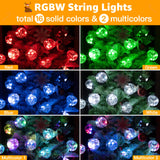 Ollny Christmas Lights Outdoor 30FT 30Bulbs, RGBW Color Changing String Light, Plug in Remote Waterproof Shatterproof Timers G40 Patio Lights for House Indoor Outside Tree Yard