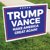 Trump Vance 2024 Make America Great Again Blue 18" x 24" Presidential Campaign Yard Sign