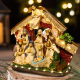 Bozidol LED Nativity Set Decoration - Religious Manger Nativity Advent Scene 4.1" Home Atmosphere Table Resin Decoration Indoor Kids