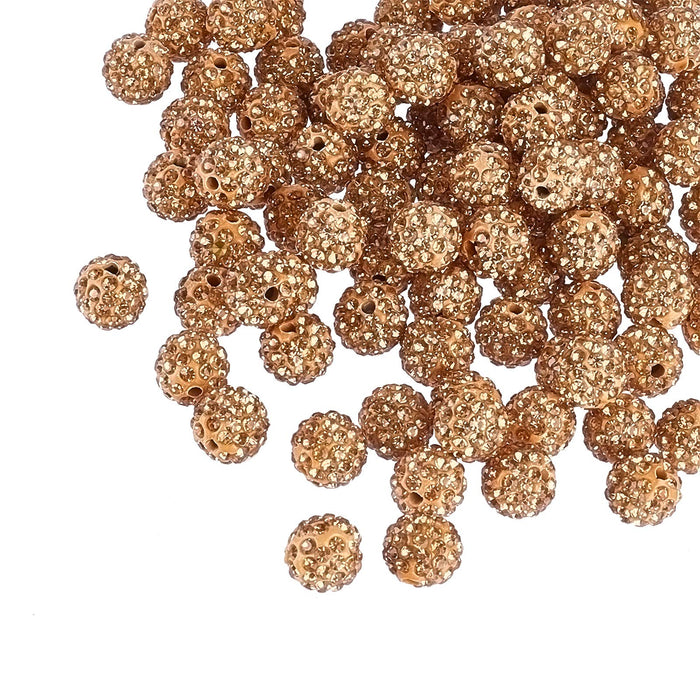 PH PandaHall 100pcs 10mm Rhinestones Beads Topaz Pave Disco Ball Clay Beads Polymer Clay Rhinestone Beads Crystal Diamond Beads for Pen Bracelet Necklace Earring Jewelry Making Christmas Decor