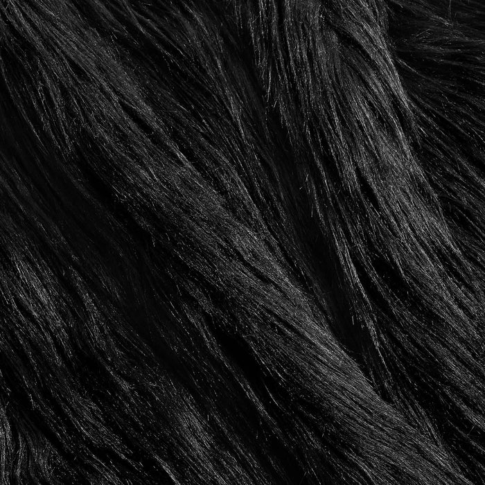 Faux Fur Fabric Christmas Fluffy Fuzzy Craft Shaggy Synthetic Plush Patch Sewing Fur Cuts for DIY Halloween Winter Costume Gnome Beard Miniature Dolls Costume Rugs Mats (Black,60 x 18 Inch)