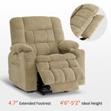 MCombo Small Dual Motor Power Lift Recliner Chair Sofa with Massage and Heat for Elderly People Petite, Infinite Position, USB Ports, Fabric 7893 (Small-Regular, Beige)