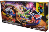 Monster Jam, Supercharge Speedway Playset, Megalodon and El Toro Loco Die-Cast Monster Trucks, Light Up World Finals Track Kids Toys for Boys Ages 3+