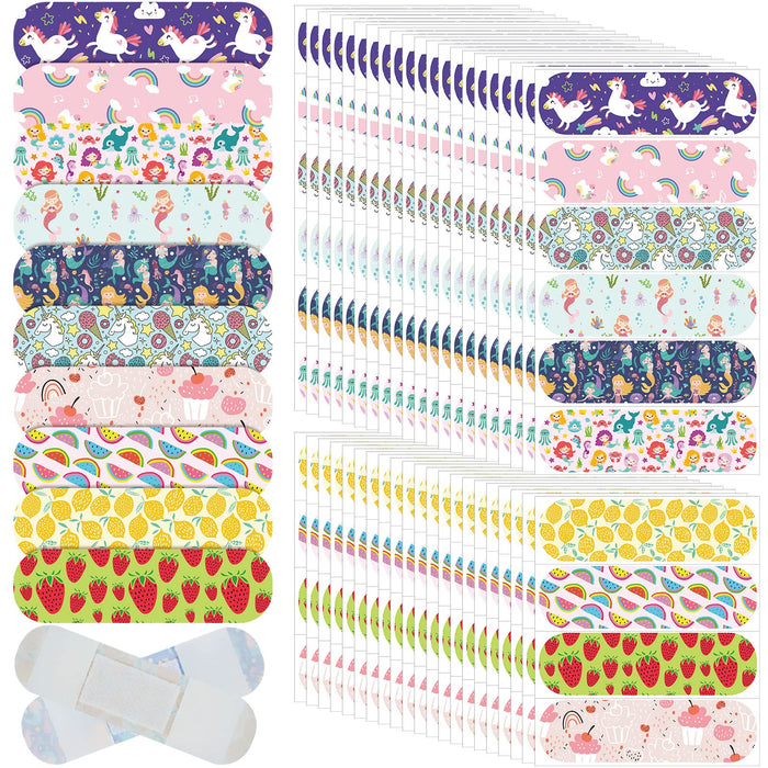 Patelai 300 Pieces Kids Bandages Bulk 10 Styles Children's Adhesive Bandages Flexible Colorful Cute Cartoon Bandages Waterproof Breathable Stickers Protection Care Cuts for Girls Boys(Cute)