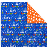 Hallmark Birthday Wrapping Paper Rolls - Balloons, Stars, Cupcakes, Blue Stripes, Solid Red Gift Wrap Paper (Set of 3 Reversible Rolls: 75 sq. ft. ttl.)