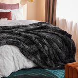 Bedsure Soft Tie Dye Black Twin Blanket for Bed, Fluffy Fuzzy Blankets Twin Size for Couch, Sofa, Cozy Plush Sherpa Fleece Faux Fur Blanket, Thick Warm Christmas Blanket Gifts for Women, Men, 60x80