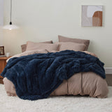 Bedsure Soft Navy Blue King Size Blanket for Bed, Fluffy Fuzzy Large King Blanket for Winter, Cozy Plush Sherpa Fleece Faux Fur Blanket, Thick Warm Christmas Blanket Gifts for Women, Men, 108x90