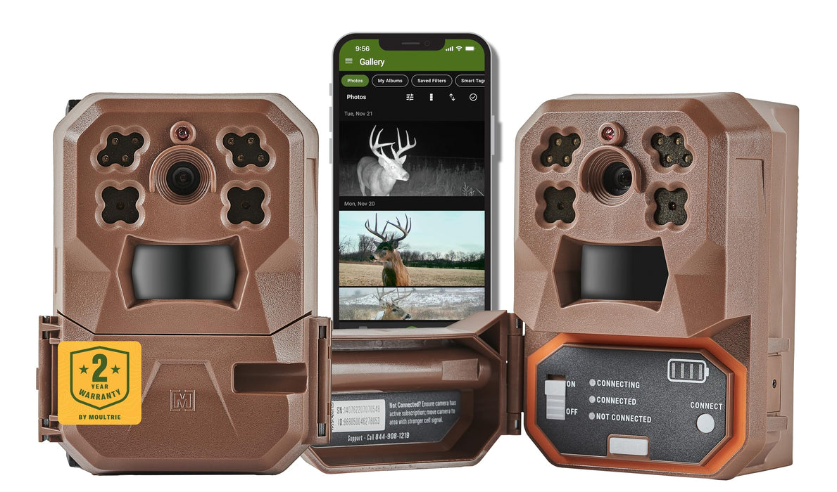 Moultrie Edge Cellular Trail Camera - Auto Connect - Nationwide Coverage - HD Video-Audio - Built in Memory - Cloud Storage - 80 ft Low Glow IR LED Flash