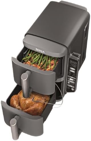 Ninja DoubleStack XL 2-Basket Air Fryer, Smart Cook System, DoubleStack Technology Cook 4 Foods at Once, 10 QT, 6-in-1, Smart Finish & Match Cook, Air Fry, Broil, Bake SL451 (Renewed)