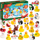 JOYIN Christmas 24 Days Advent Calendar 2024, 24 Rubber Ducks for Boys Girls Kids and Toddlers, Christmas Party Favor Gifts, Halloween Rubber Ducky Bath Toys, Kids Xmas Fun Ducks, Christmas Countdown