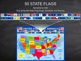 3D LEARNING LLF United States Map with State Flags Poster - Laminated 14x19.5 in. - Educational Poster, USA Map for Kids, Elementary Classroom Decorations, and Teacher Supplies