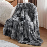 Bedsure Soft Twin Blanket for Bed, Fluffy Fuzzy Blankets Twin Size for Couch, Sofa, Cozy Plush Sherpa Fleece Faux Fur Blanket, Thick Warm Christmas Blanket Gifts for Women, Men, 60x80, Tie Dye Grey