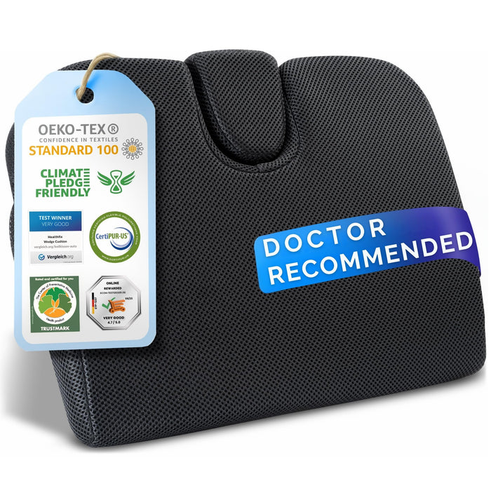 Healthfix® Wedge Seat Cushion for Improved Sitting Posture - Comfortable Ergonomic Wedge Cushion for Chair, Car & More | Orthopedic Seat Cushion with Optimal Memory Foam Firmness