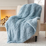 Bedsure Soft Blue Throw Blanket for Couch, Fluffy Fuzzy Blankets & Throws for Bed, Sofa, Cozy Plush Sherpa Fleece Faux Fur Blanket, Thick Warm Christmas Blanket Gifts for Women, Men, 50x60