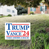 Probsin Trump Vance 2024 Yard Sign Double Sided 16" x 24" Trump Vance'24 Take America Back MAGA Signs Voted for Trump Vance Outdoor Decorations for Lawn, Garden, Window, Party Supplies (White)