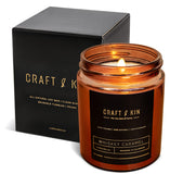 Craft & Kin Scented Candles for Men | Premium Whiskey Caramel Scented Candle | All-Natural Soy Candles, Rustic Home Decor Novelty Candle, Non-Toxic Ultra Clean Burn Aromatherapy Amber Jar Candle