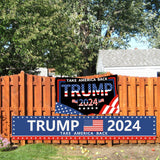 Probsin Trump 2024 Banner 120" x 20" with Trump 2024 Flag 3x5 Ft Set Take America Back Decorations Trump 2024 Yard Sign Party Supplies Backdrop Hanging Outdoor Gate Decor Fence Door Indoor Wall