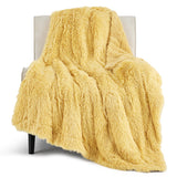 Bedsure Soft Yellow Throw Blanket for Couch, Fluffy Fuzzy Blankets & Throws for Bed, Sofa, Cozy Plush Sherpa Fleece Faux Fur Blanket, Thick Warm Christmas Blanket Gifts for Women, Men, 50x60