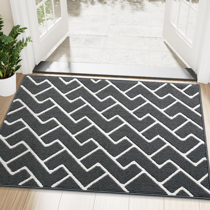 OLANLY Front Door Mat, Non-Slip Rubber Backing, Dirt Resistant and Absorbent, Washable, Easy to Clean Low-Profile Indoor Doormat for Back Door, Entryway, Inside Entrance, 48x32, Charcoal